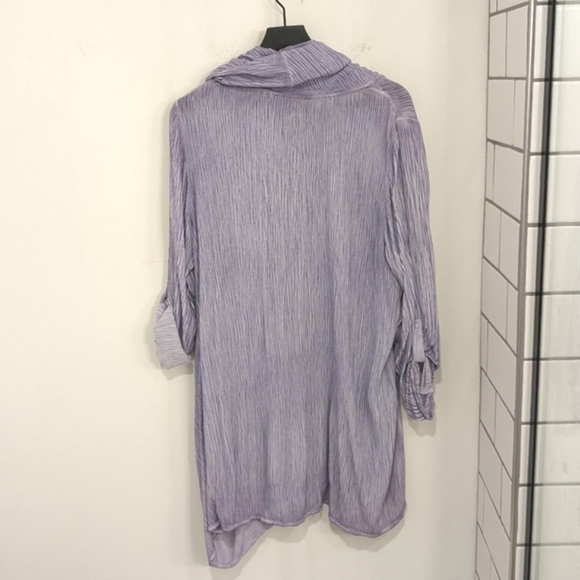 Soft Surroundings Purple Cowl Neck Asymmetric Top Shirt Roll Tab Sleeves - Picture 3 of 6